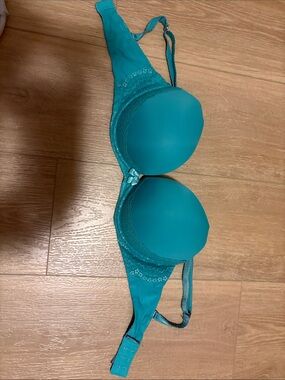 aerie Teal Lace Trim Push-Up Bra